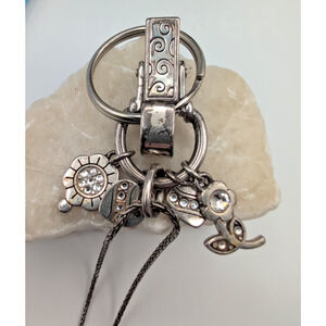 Brighton Badge Clip Lanyard w/ charms gems WORN faded chain